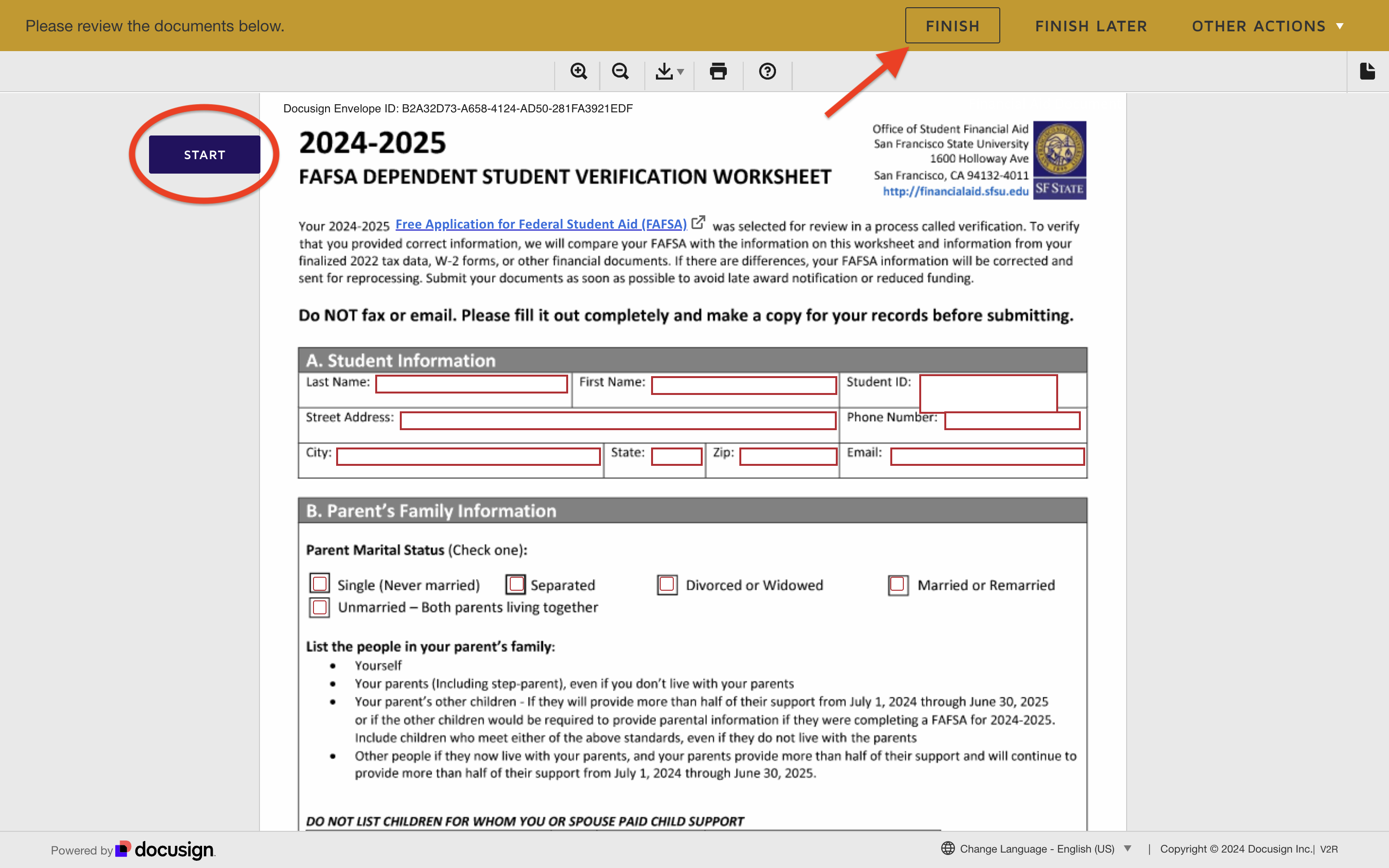 DocuSign - Filling In Document