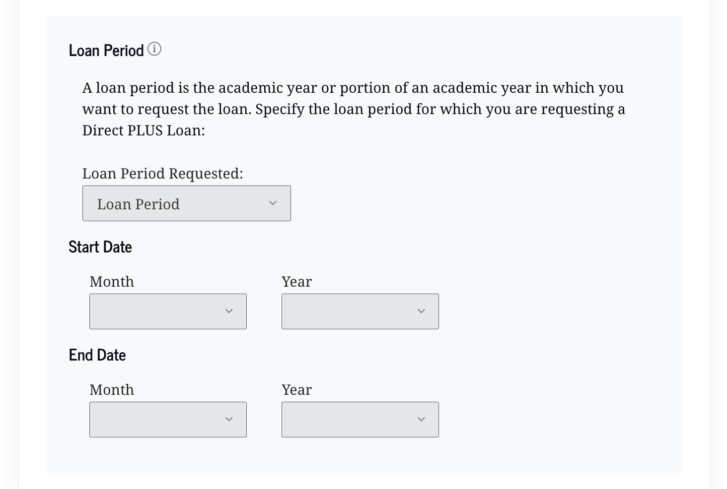 Parent Loan PLUS Application - Loan Period