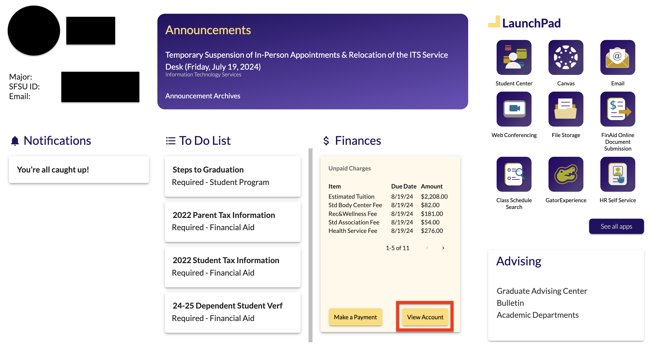 SF State Gateway (Full Picture) - View Account