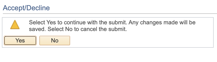 Student Center - Accept/Decline Submit Confirmation