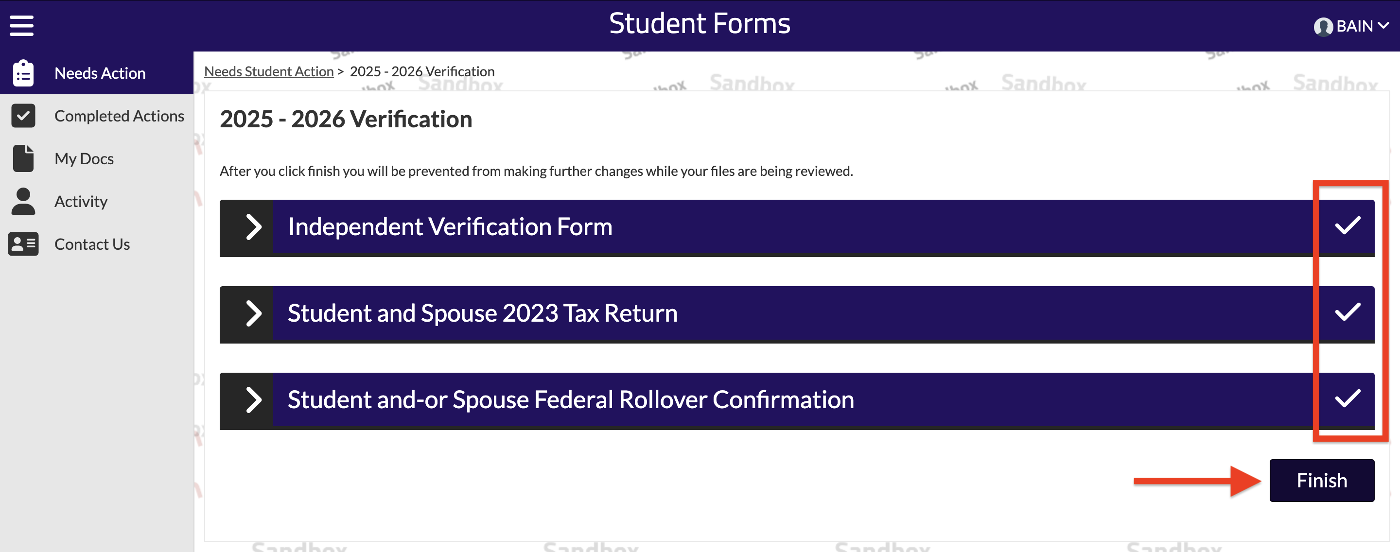 Student Forms - Completed All Items