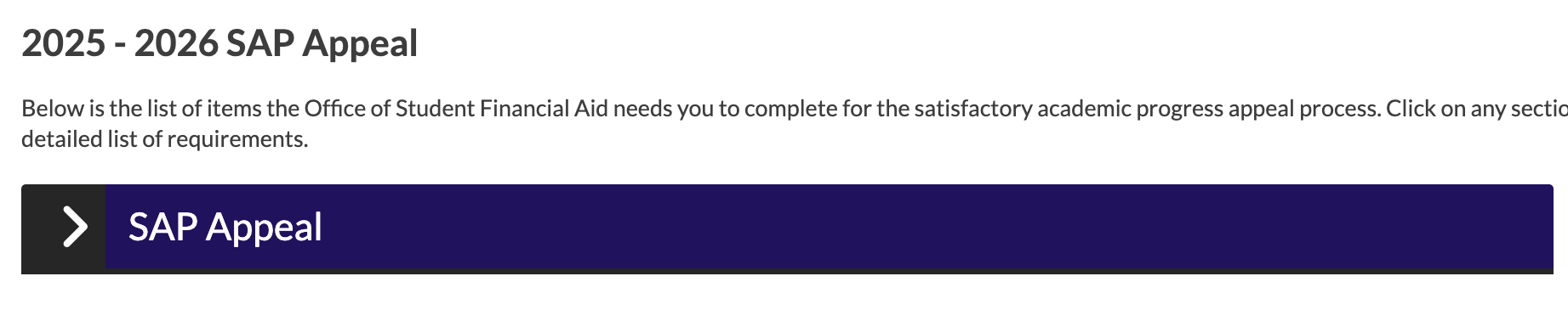 Student Forms - SAP Checklist Item