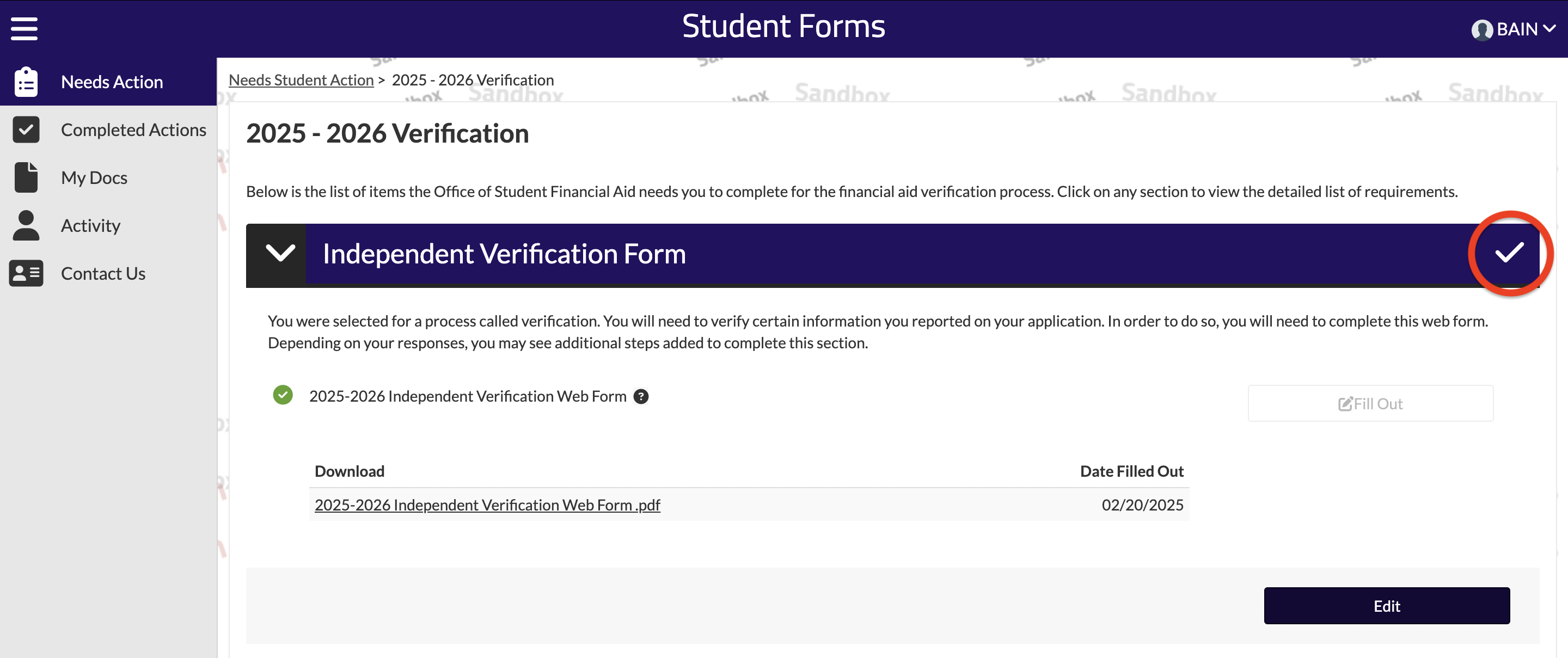 Student Forms - White Check Mark